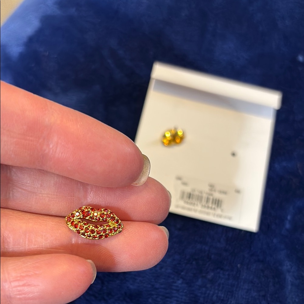Kate Spade Gold and Red Lip Earrings “Hit the Town” - Picture 8 of 8